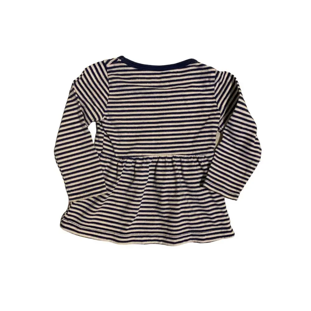 Carter's Shirt Bundle. Striped Tees with Silver Heart Detail. 9 Months
